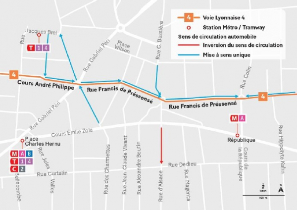 Les nouveaux sens de circulation au niveau du rond-point des Charpennes